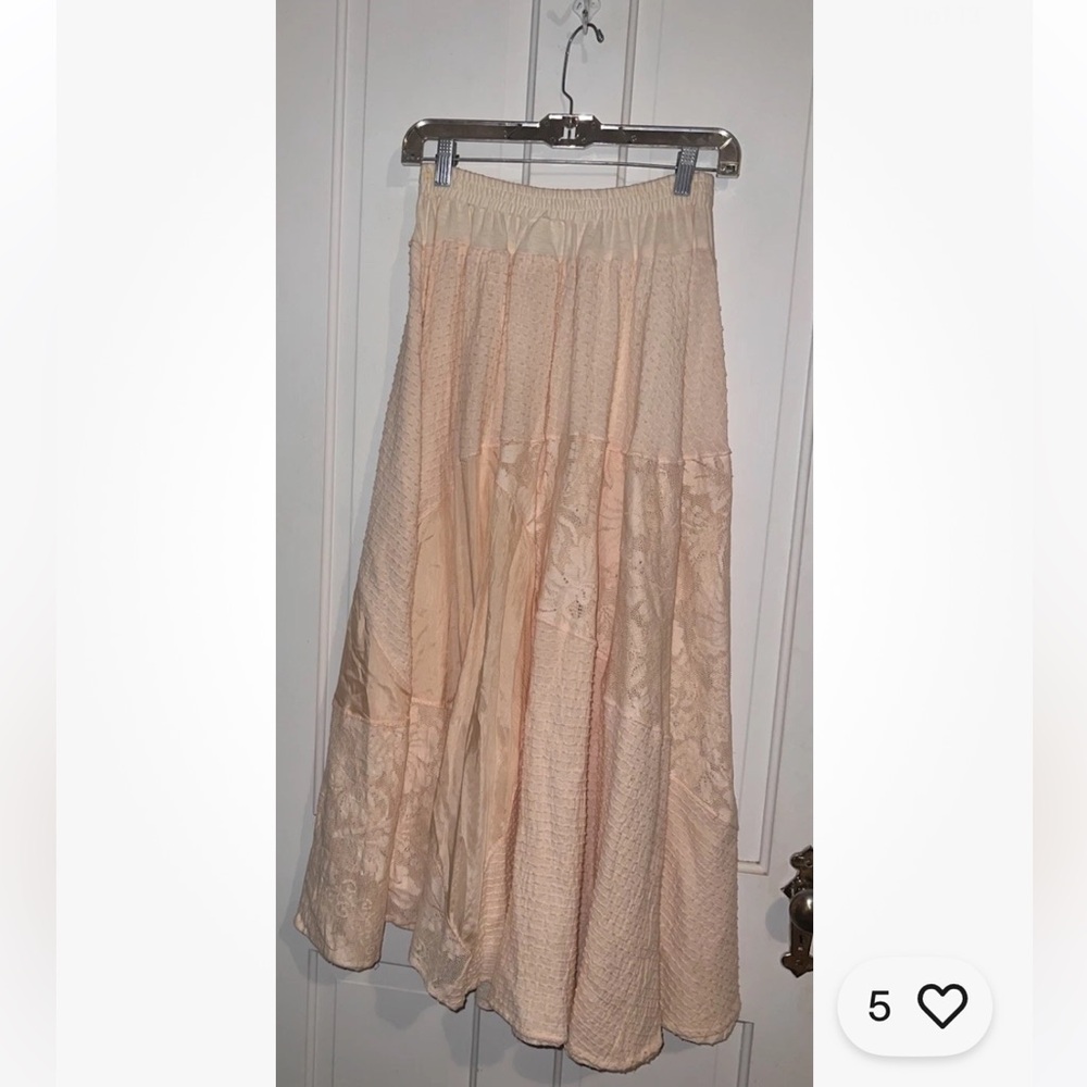 Carole Little Saint Tropez West Silk Cotton Patchwork Midi Lace Peasant Skirt 10